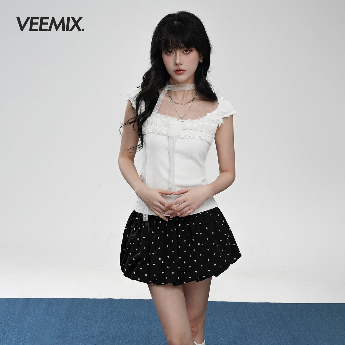 VEEMIX_Sweet_Lace_Ruched_Square_Neck_Slim_Fit_Women&