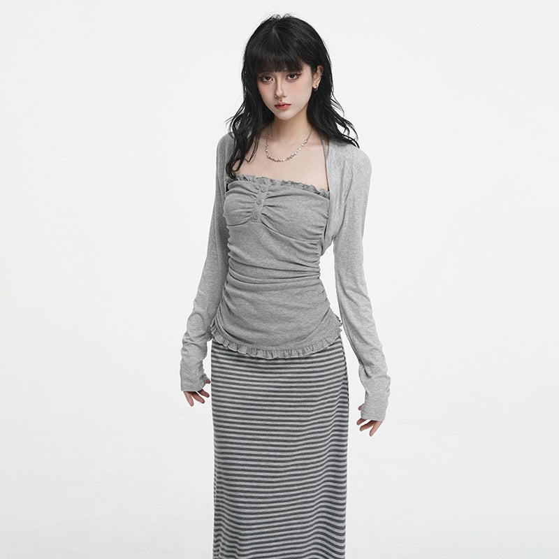 VEEMIX_Sweet_Lace_Up_Camisole_Cardigan_Two_Piece_Women&