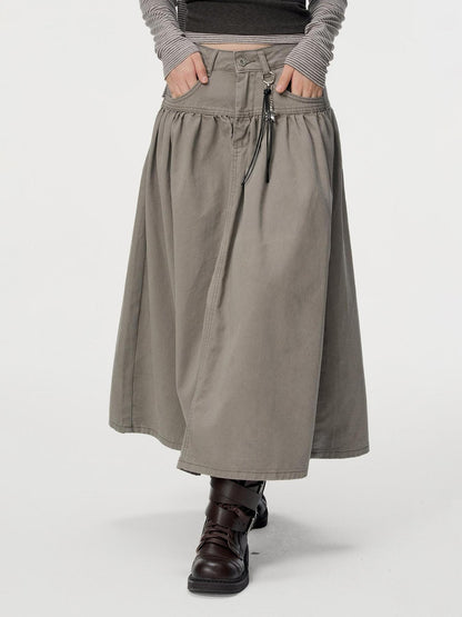 VEEMIX Utility Pocket High Waist A Line Cotton Women&