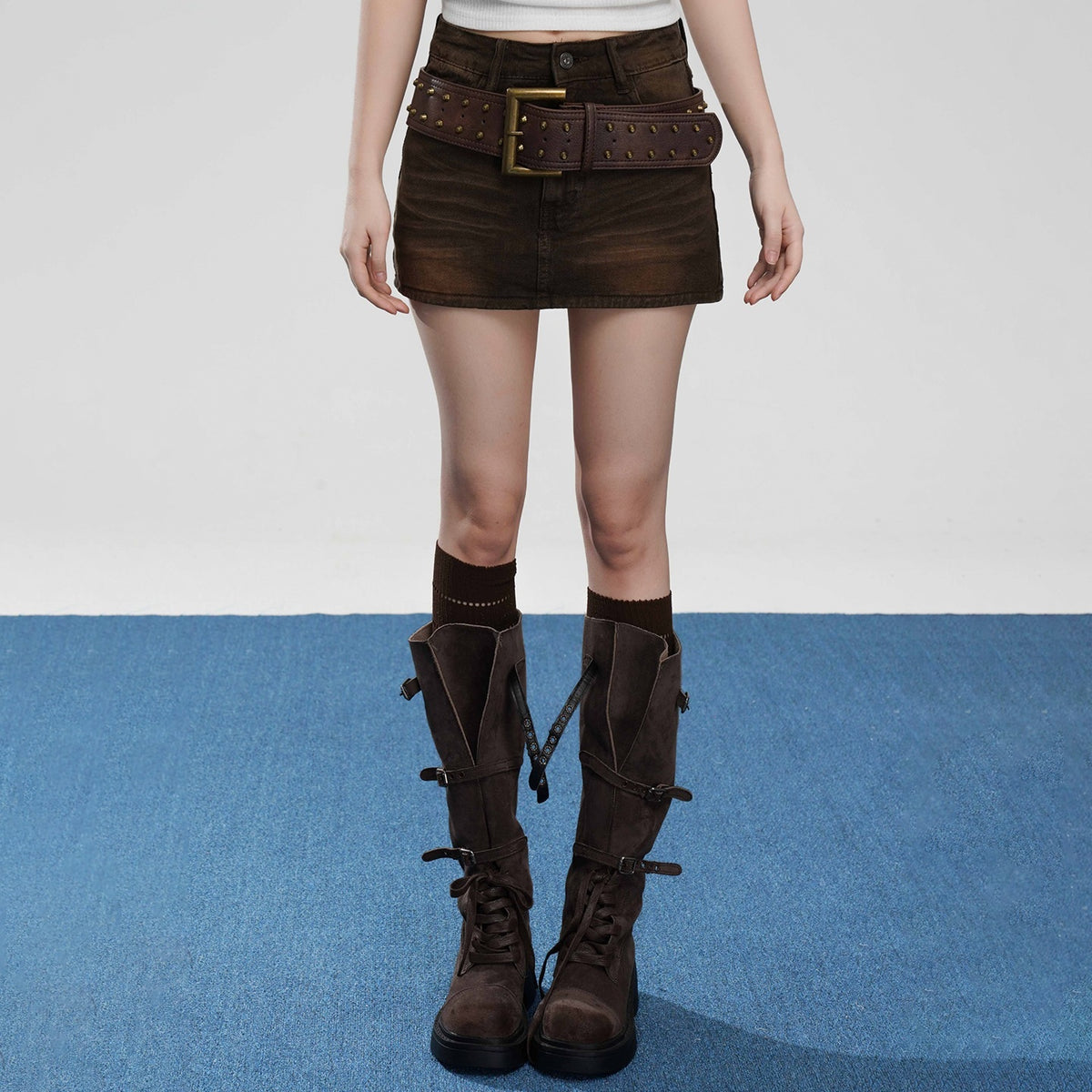 VEEMIX_Washed_Distressed_Bodycon_Low_Rise_Belted_Women&