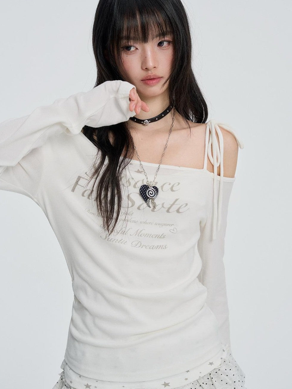 VEEMIX White One Shoulder Lace Up Print Women&