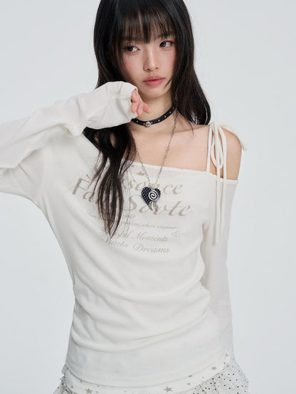 VEEMIX White One Shoulder Lace Up Print Women&