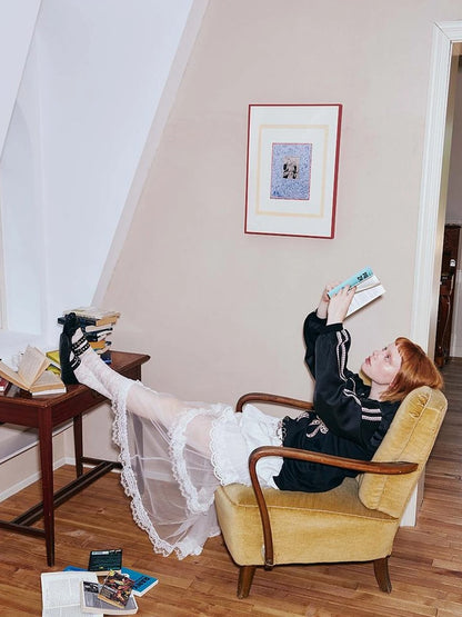 V Neck Bow Leopard Patchwork Lace Print Long Sleeve Jersey