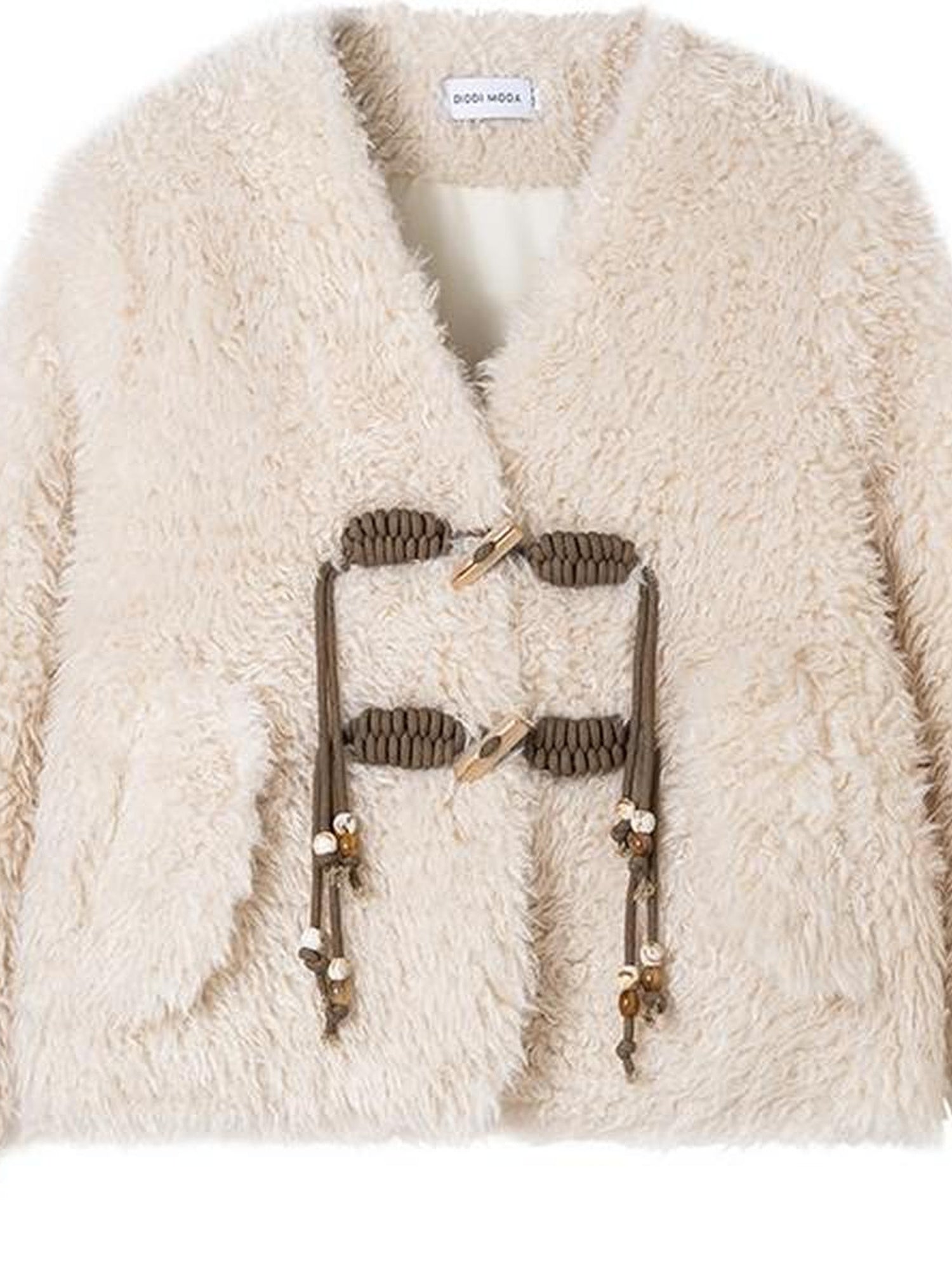 DIDDI MODA V Neck Raglan Sleeve Cute Buckle Wool Coat