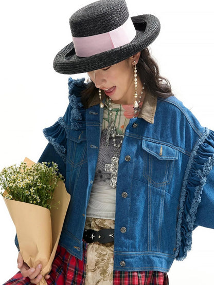 Vagabond Punk Oversized Plaid Denim Duster Coat