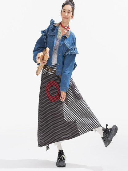 Sweet Mi Vagabond Punk Oversized Plaid Denim Duster Coat