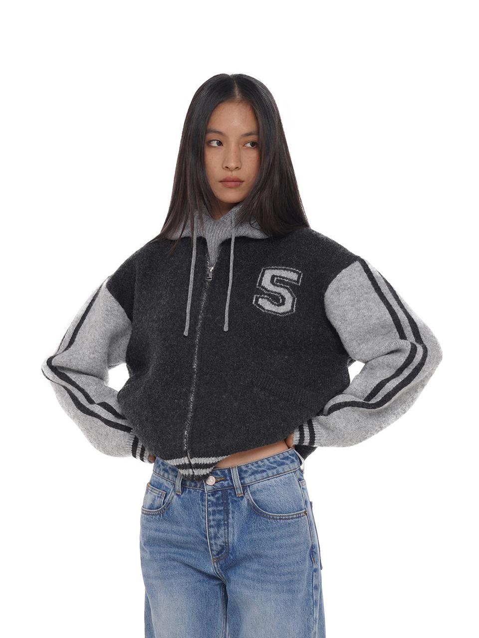 SweetChilling Varsity Style Loose Knit Baseball Cardigan Sweater
