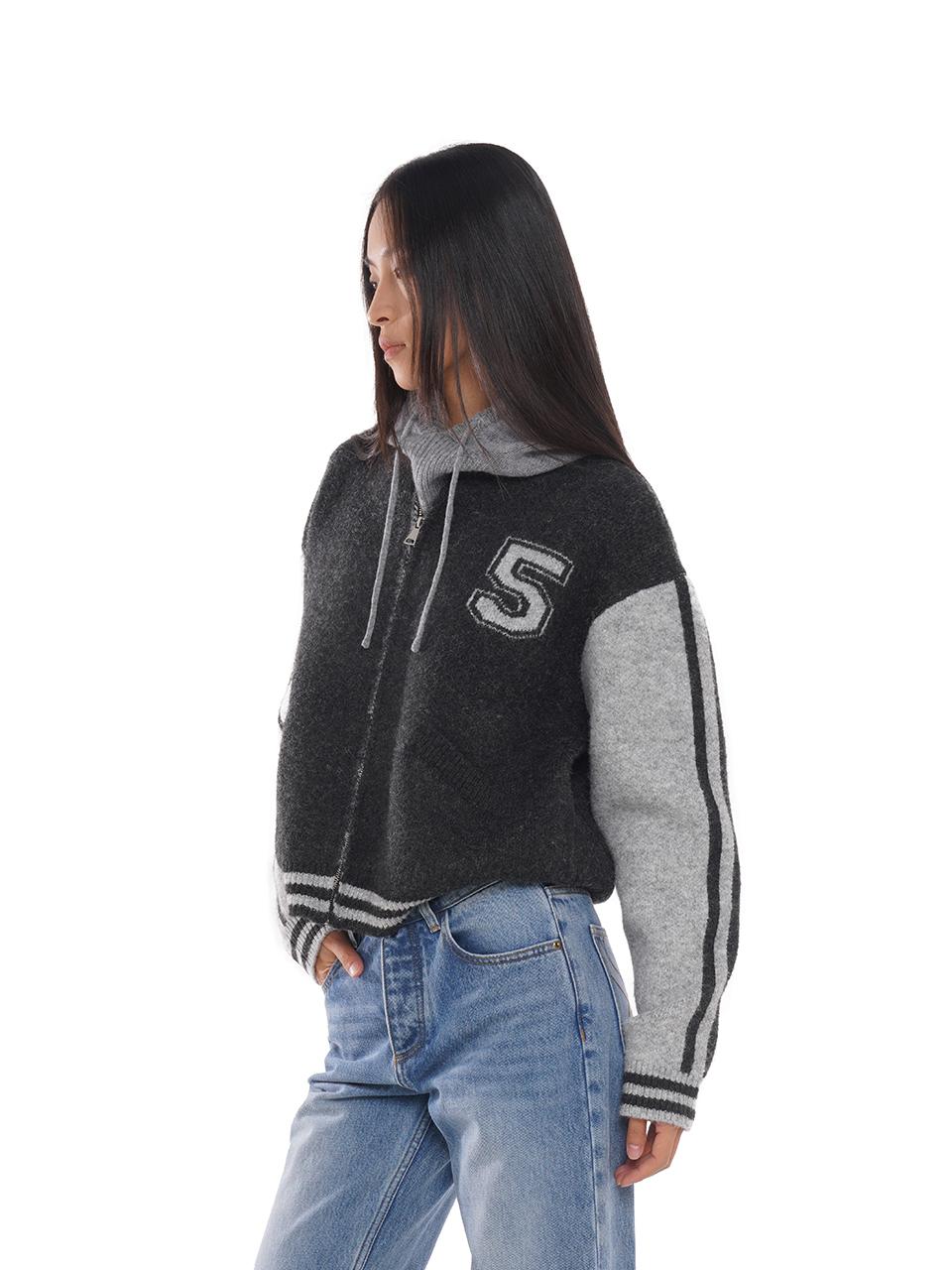 SweetChilling Varsity Style Loose Knit Baseball Cardigan Sweater