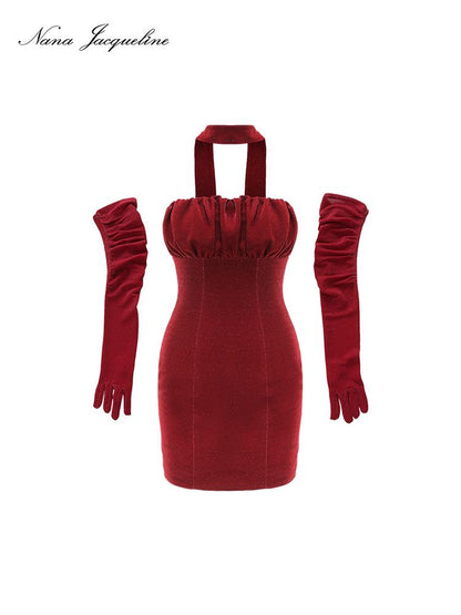 Velvet Slit Neck Sparkly Formal Evening Dresses