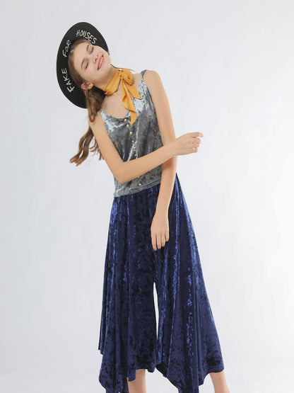 Sweet Mi Velvet Vintage Wide Leg Palazzo Pant Skirt