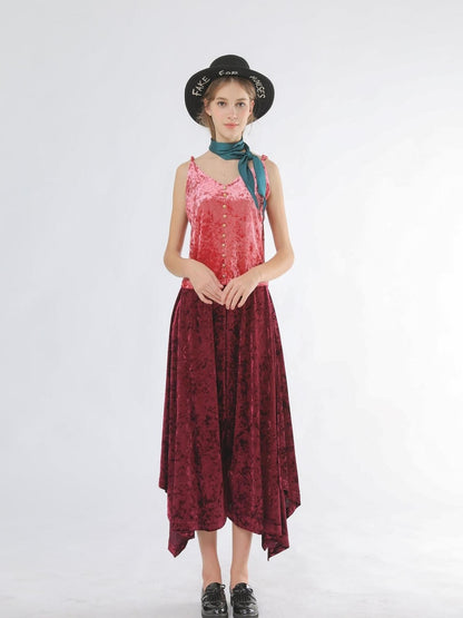 Sweet Mi Velvet Vintage Wide Leg Palazzo Pant Skirt