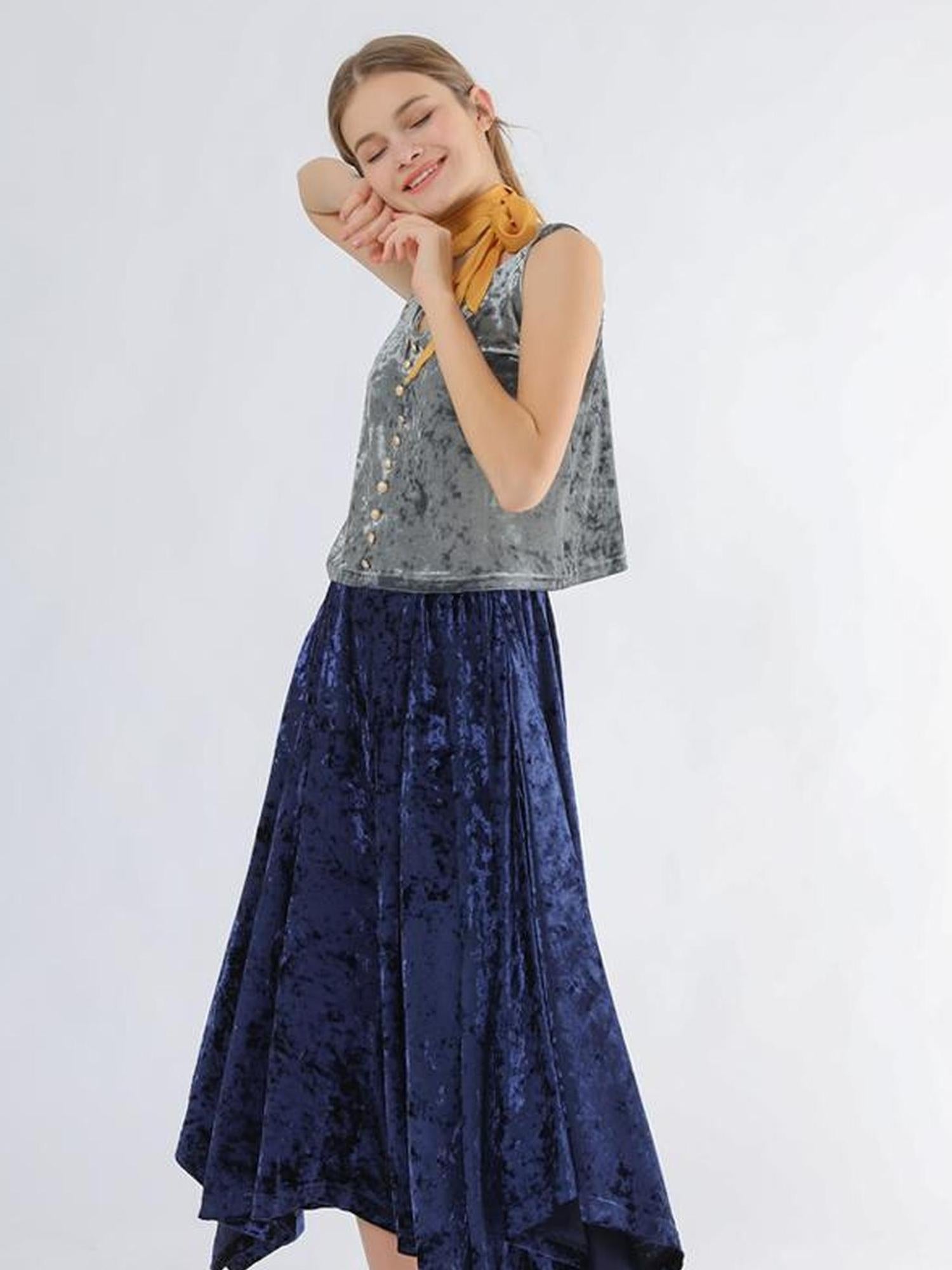 Sweet Mi Velvet Vintage Wide Leg Palazzo Pant Skirt
