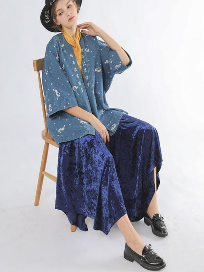 Sweet Mi Velvet Vintage Wide Leg Palazzo Pant Skirt