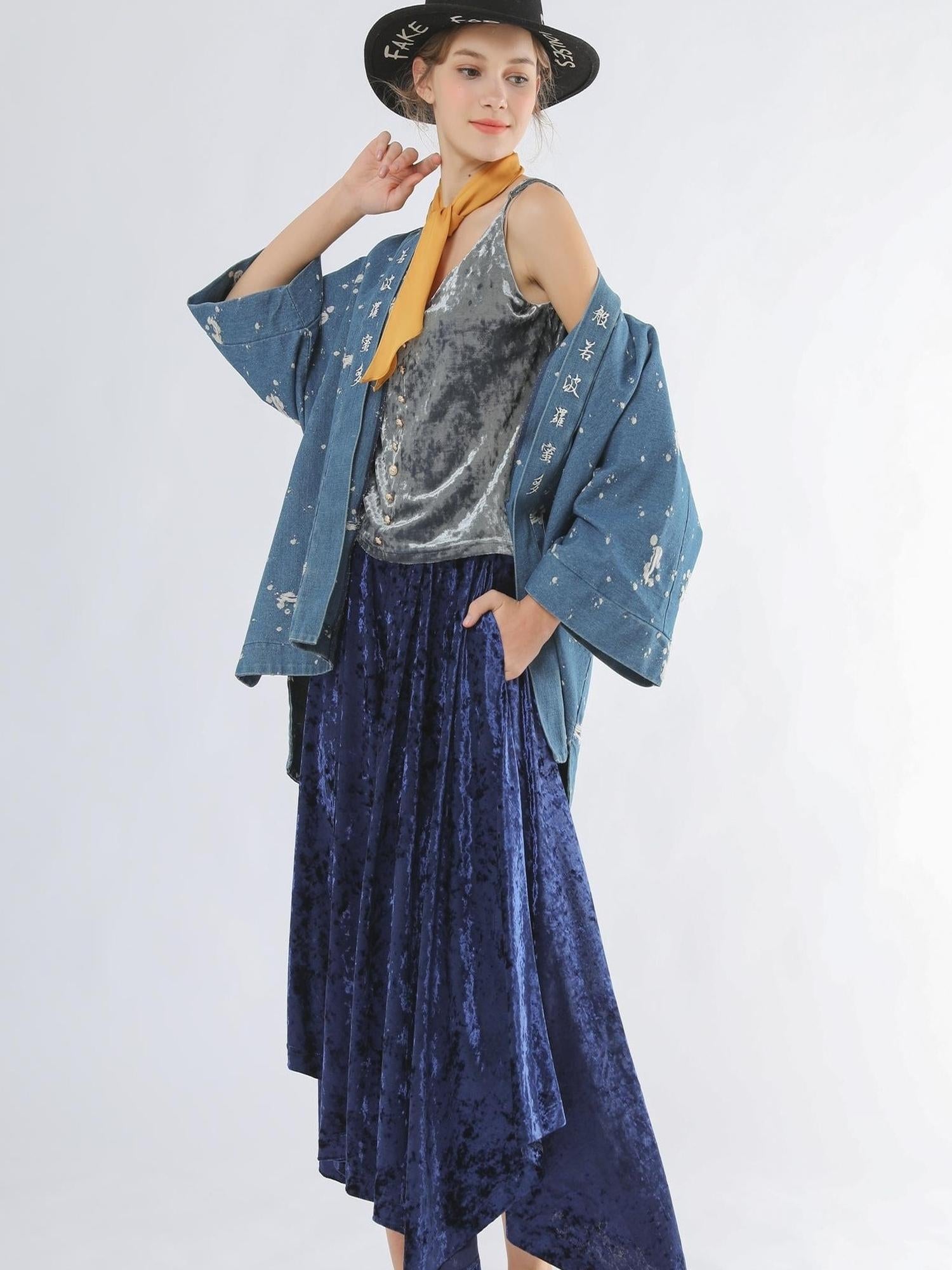 Sweet Mi Velvet Vintage Wide Leg Palazzo Pant Skirt