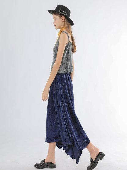 Sweet Mi Velvet Vintage Wide Leg Palazzo Pant Skirt