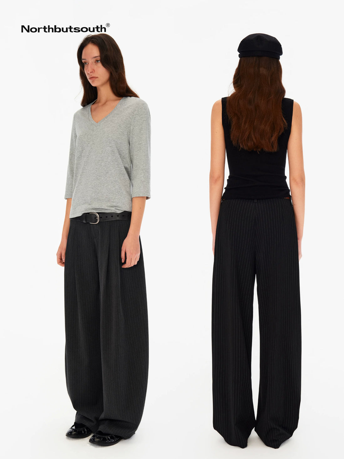 Vertical Stripe No Waistband Relaxed Mid Rise Curved Leg Women&