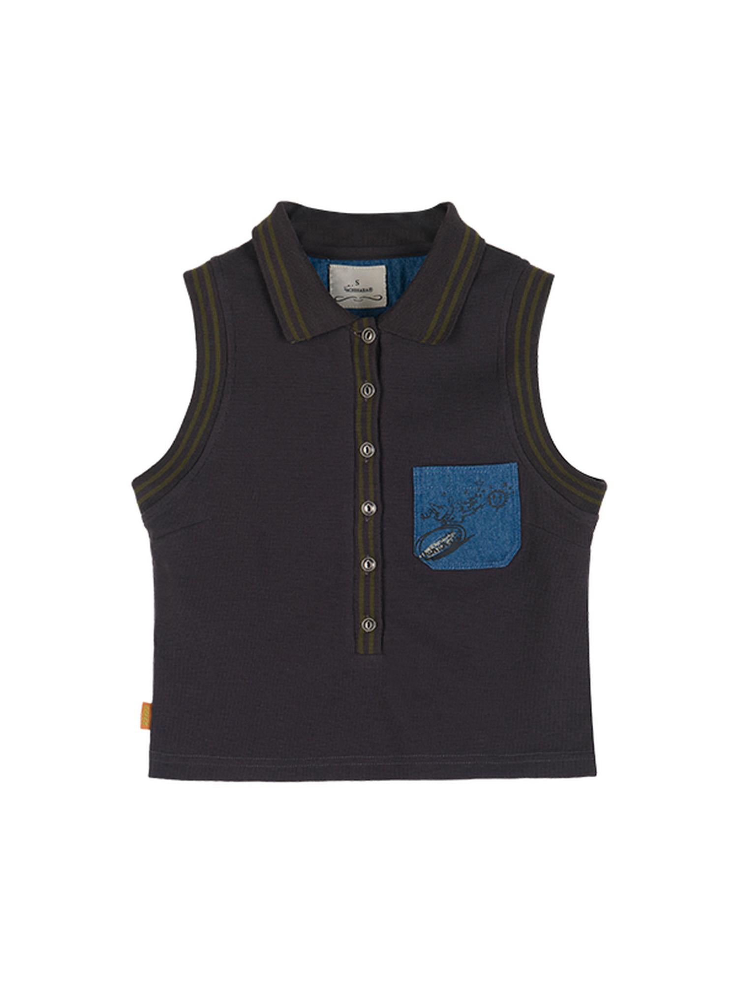 Achihara Polo Collar Vest Dress Summer Autumn Sleeveless Top