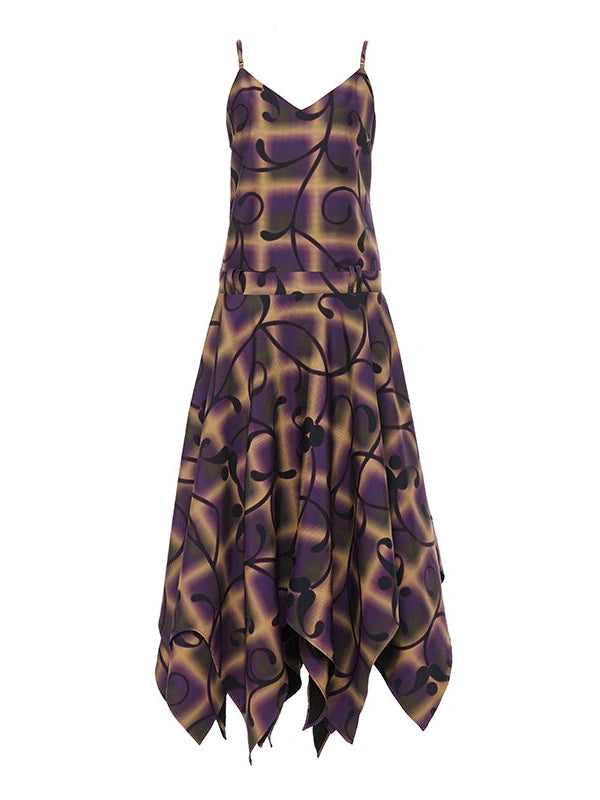 Floral Print Asymmetric Hem Slip Dress