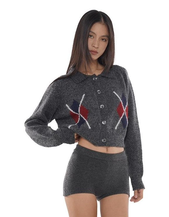 Vintage American Holiday Plaid Knit Cardigan