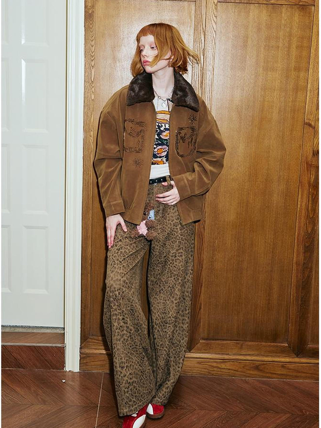 DIDDI MODA Vintage Beaded Collar Short Coat