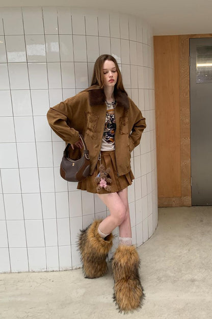 DIDDI MODA Vintage Beaded Collar Short Coat