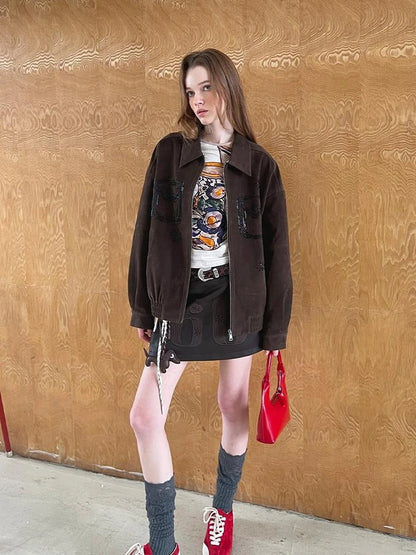 Vintage Beaded Collar Short Coat