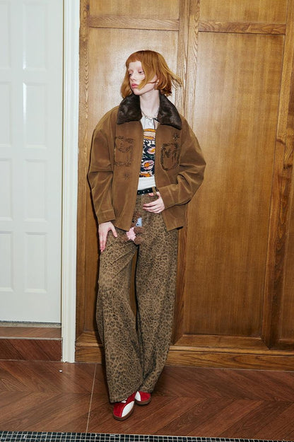 DIDDI MODA Vintage Beaded Collar Short Coat
