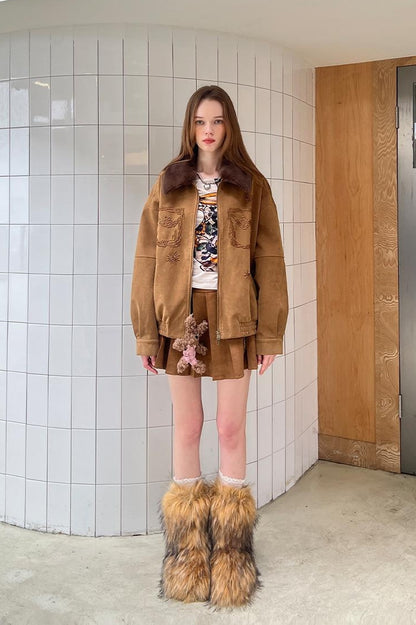 DIDDI MODA Vintage Beaded Collar Short Coat