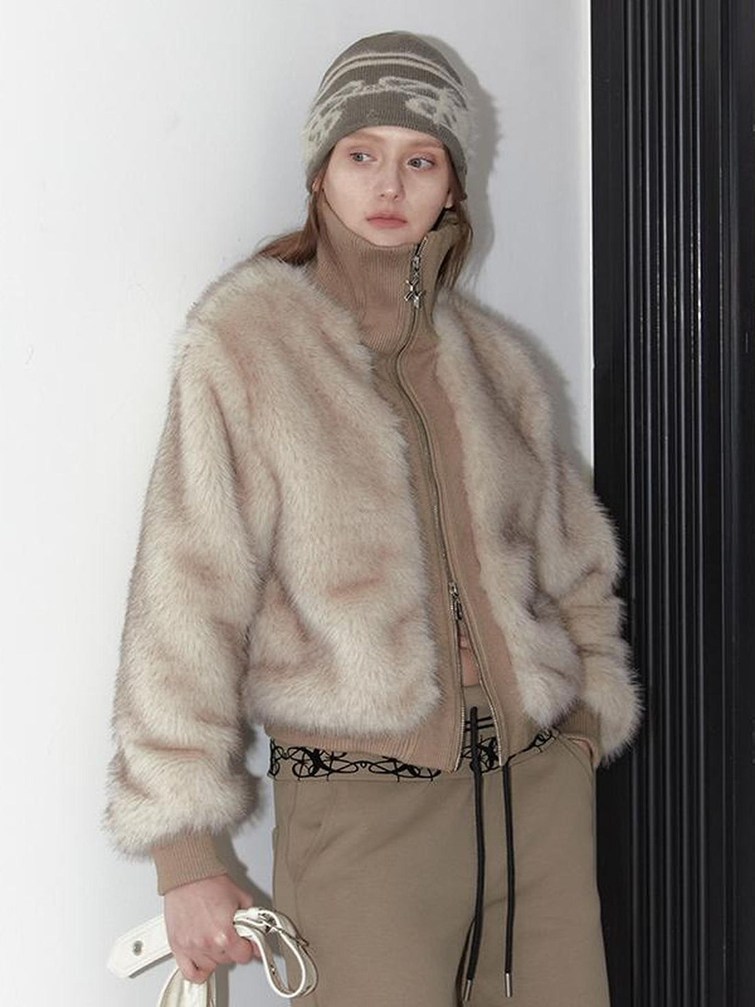 2th Desire Vintage Black Faux Fur Thick Short Jacket Women Coats