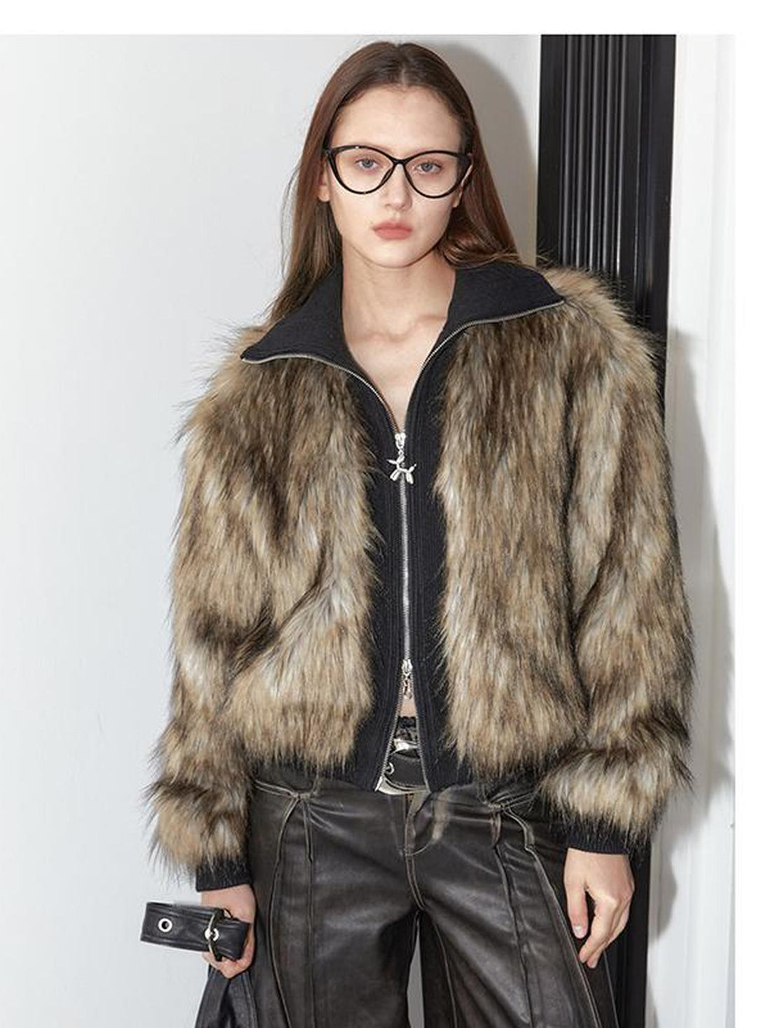 2th Desire Vintage Black Faux Fur Thick Short Jacket Women Coats