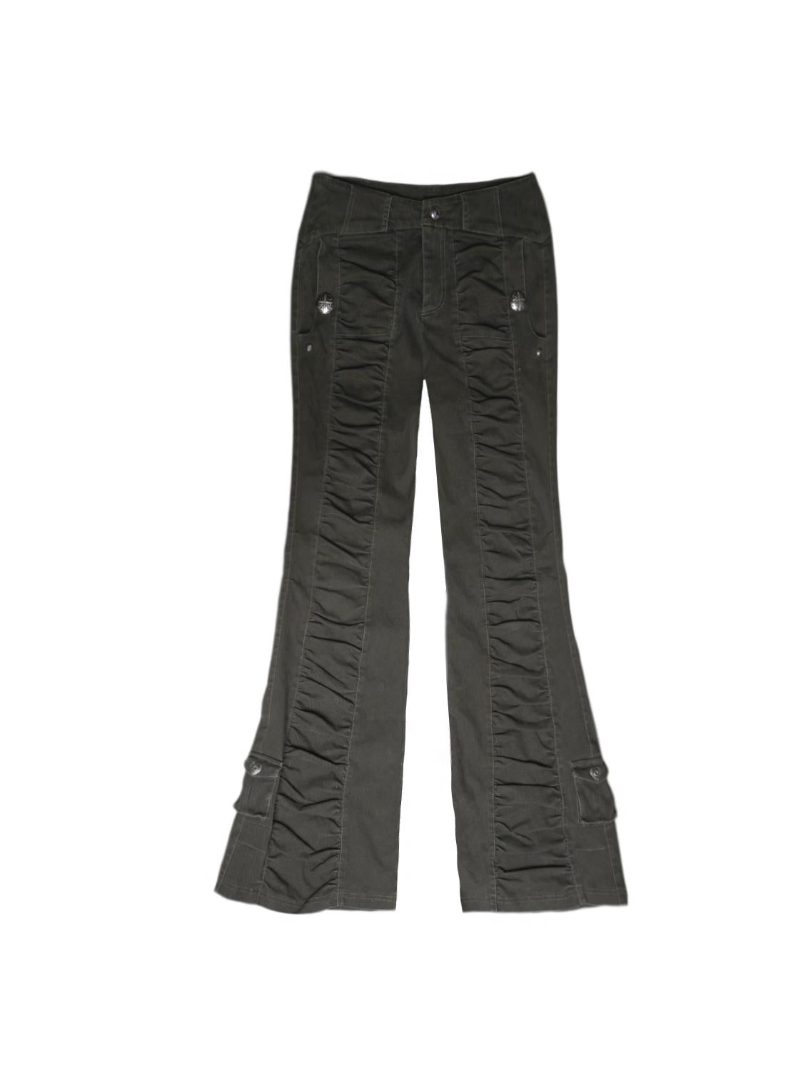 Vintage Black Flared Jeans for Women High Waist Stretch Denim Pants