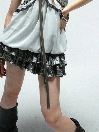 Vintage Boho Off-Shoulder Ruffle Bustier Top