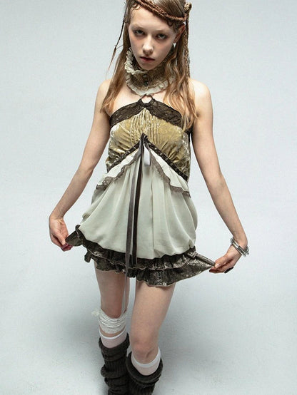 Vintage Boho Off-Shoulder Ruffle Bustier Top