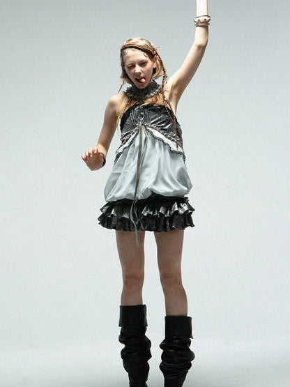 Vintage Boho Off-Shoulder Ruffle Bustier Top