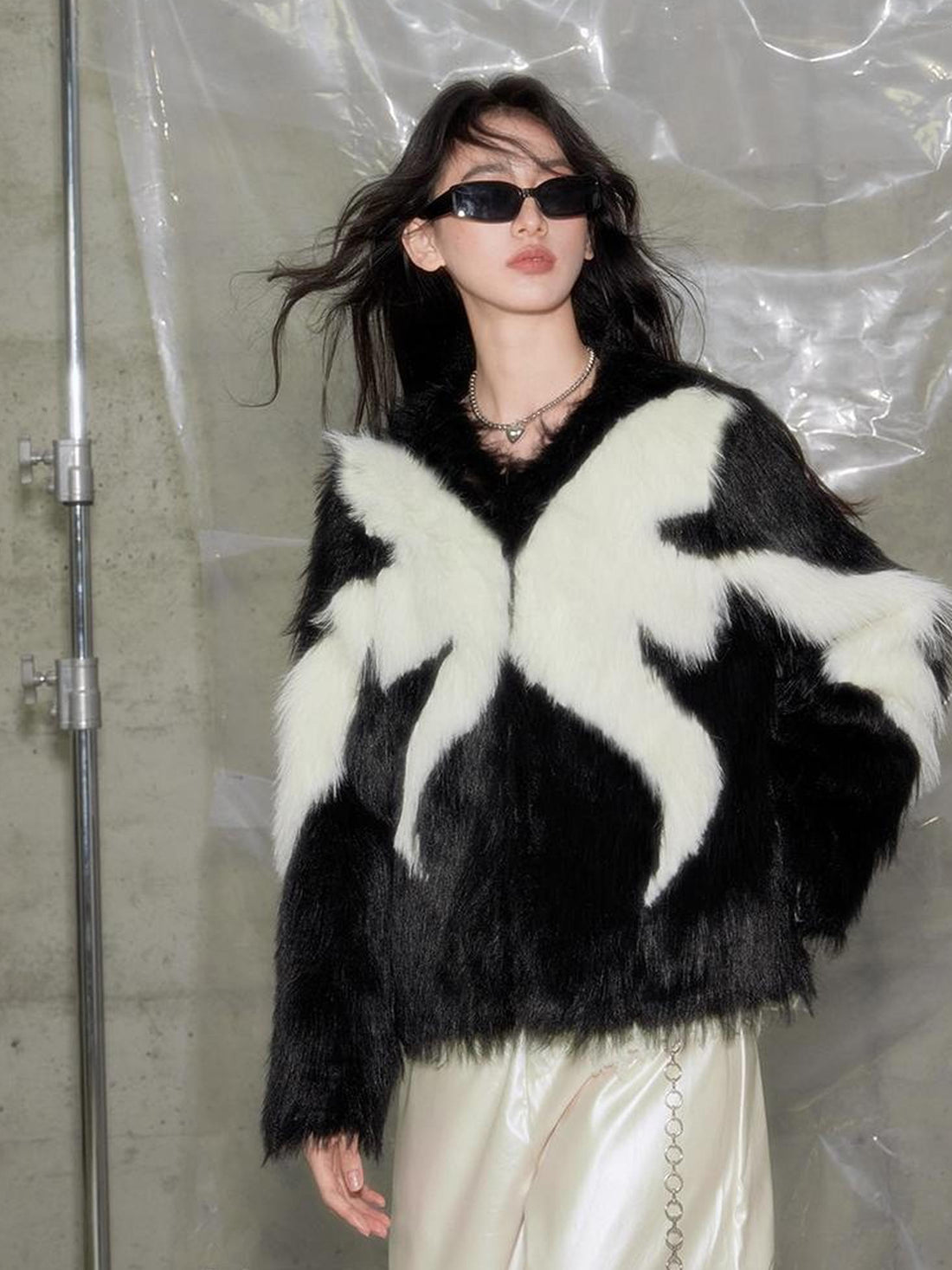 DIDDI MODA Vintage Butterfly Fur Coat Romantic Winter Elegance