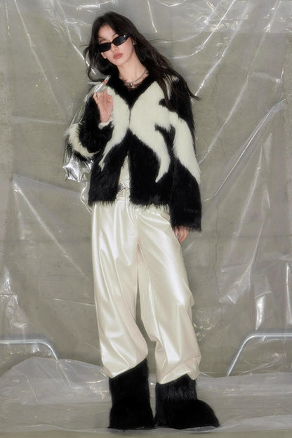 DIDDI MODA Vintage Butterfly Fur Coat Romantic Winter Elegance
