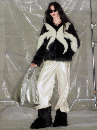 DIDDI MODA Vintage Butterfly Fur Coat Romantic Winter Elegance
