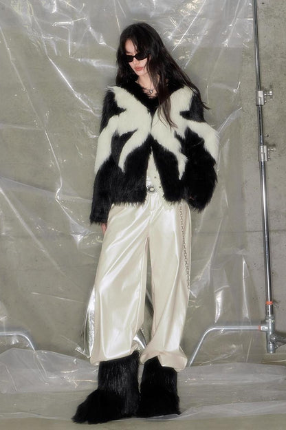 DIDDI MODA Vintage Butterfly Fur Coat Romantic Winter Elegance