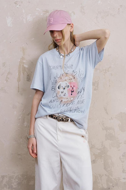 DIDDI MODA Vintage Cartoon Puppy Tee