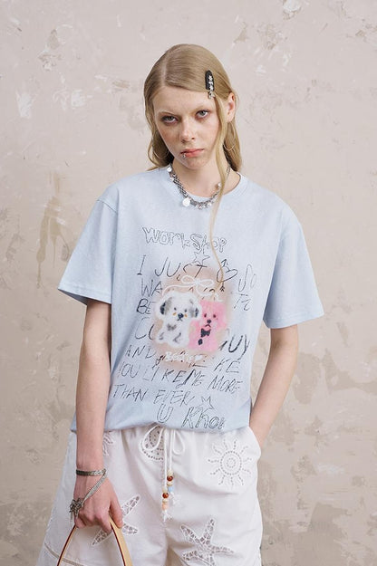 DIDDI MODA Vintage Cartoon Puppy Tee