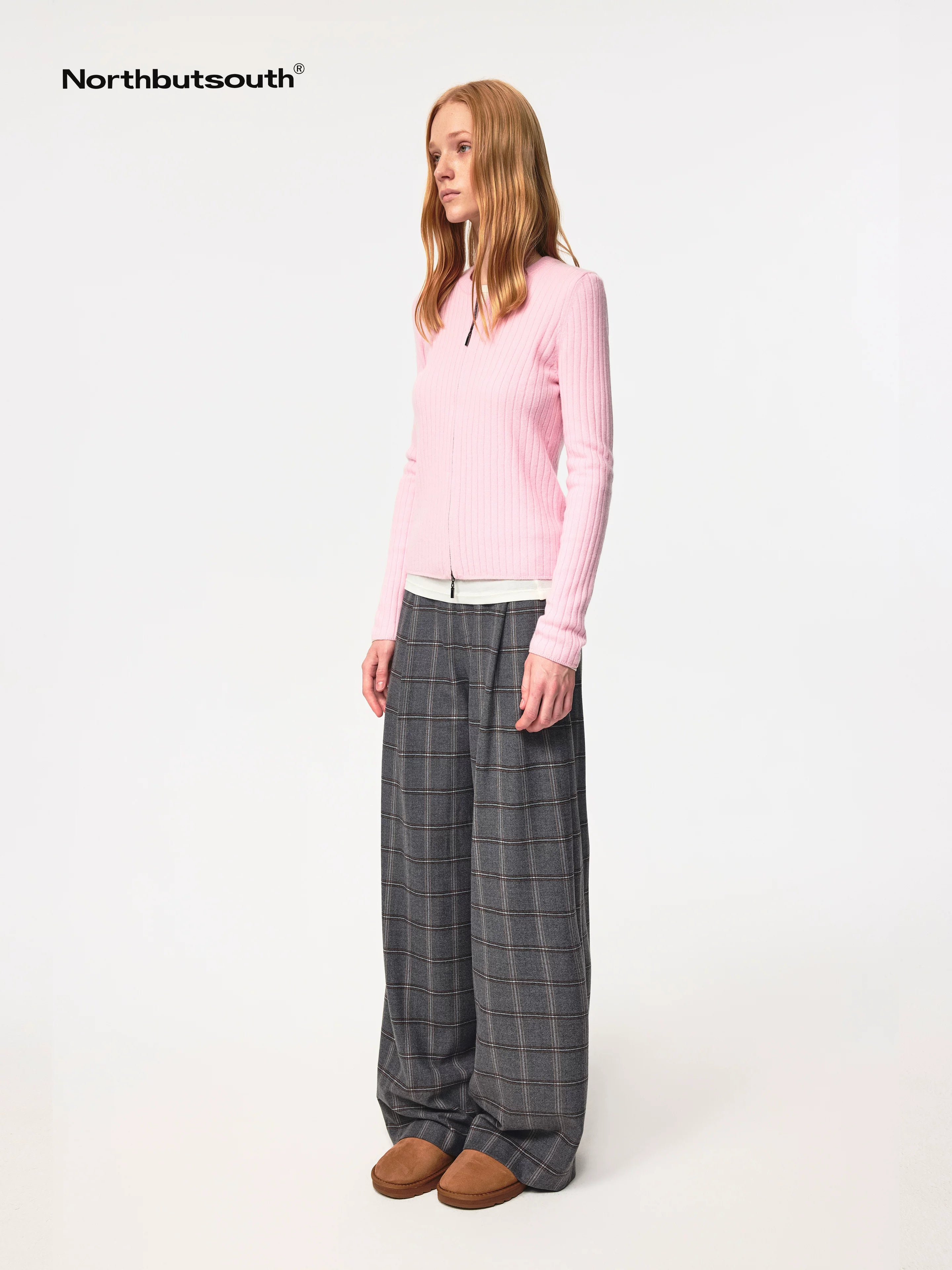 Vintage Checkered Trousers Low Waist Wide Leg Casual Pants