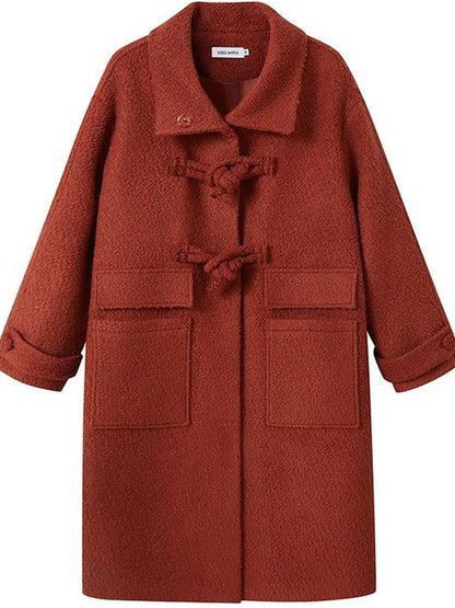 Vintage Cheongsam Coat Festive Red Wool Blend