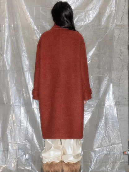 Vintage Cheongsam Coat Festive Red Wool Blend