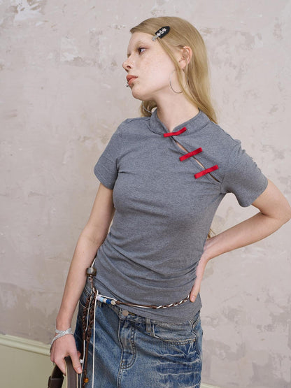 DIDDI MODA Vintage Chic Knit Top With Bow Knot And Asymmetrical Hem