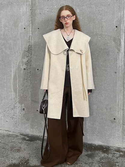 DIDDI MODA Vintage Chic Wool PU Skirt Set With Detachable Fur