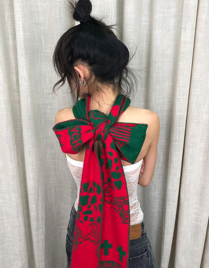 Achihara Vintage Christmas Scarf Starry Adventure