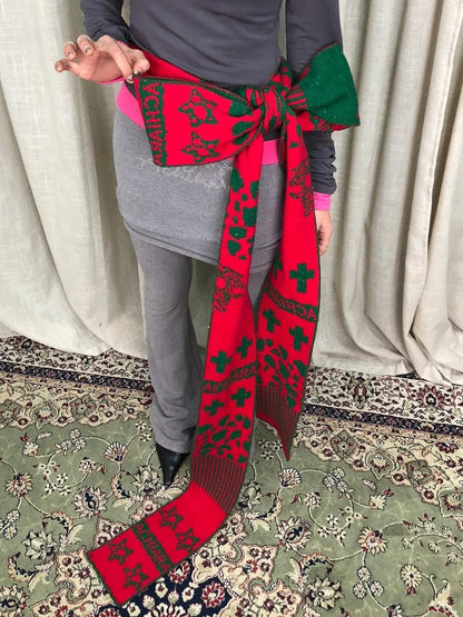 Vintage Christmas Scarf Starry Adventure