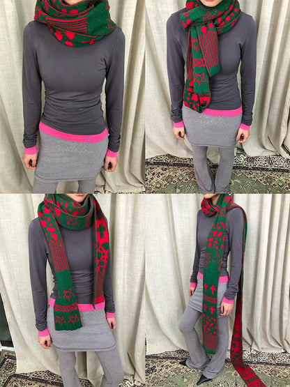 Achihara Vintage Christmas Scarf Starry Adventure