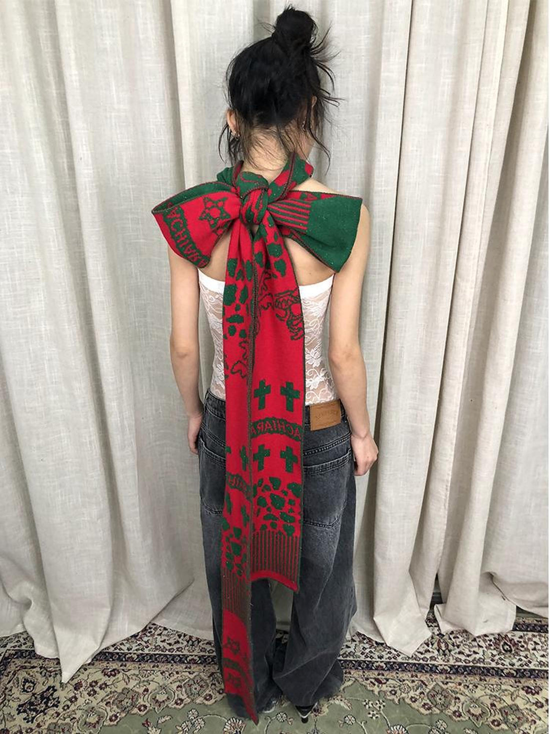 Achihara Vintage Christmas Scarf Starry Adventure