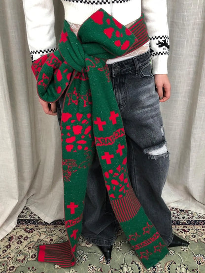 Vintage Christmas Scarf Starry Adventure